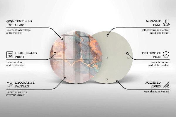 Tagliere in vetro Marmo con oro