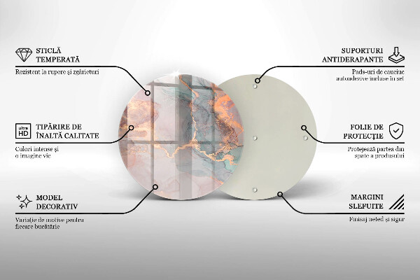 Tagliere in vetro Marmo con oro