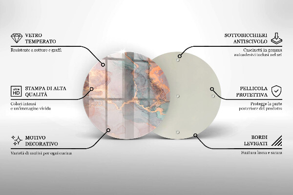 Tagliere in vetro Marmo con oro