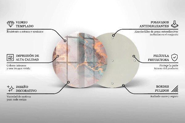 Tagliere in vetro Marmo con oro