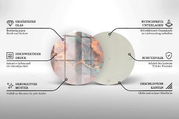 Tagliere in vetro Marmo con oro