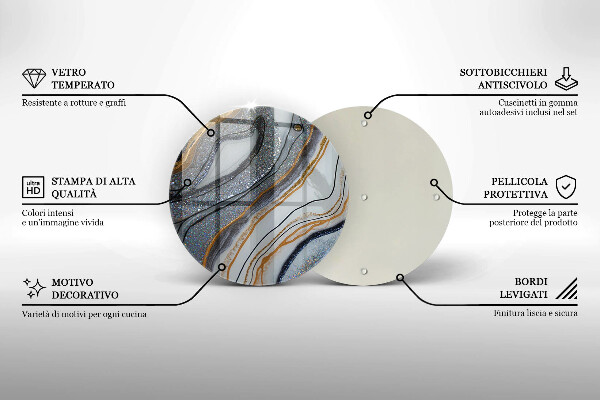 Tagliere in vetro roccia con oro