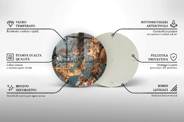 Tagliere in vetro Struttura in roccia dorata