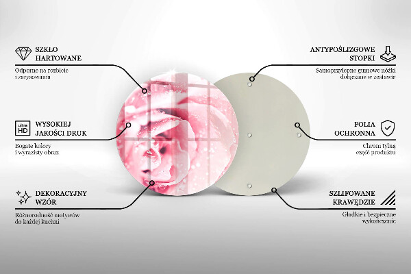Tagliere in vetro Gocce di rugiada e fiore di rosa