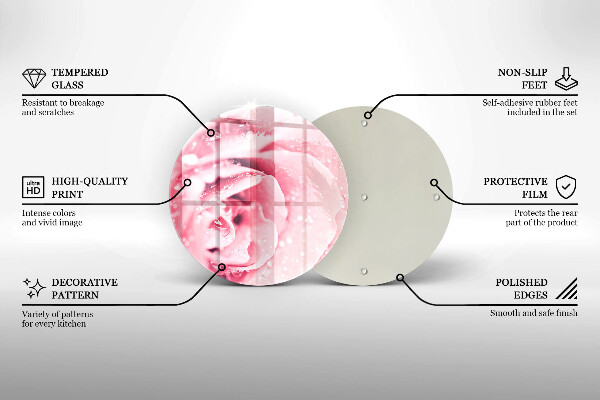 Tagliere in vetro Gocce di rugiada e fiore di rosa