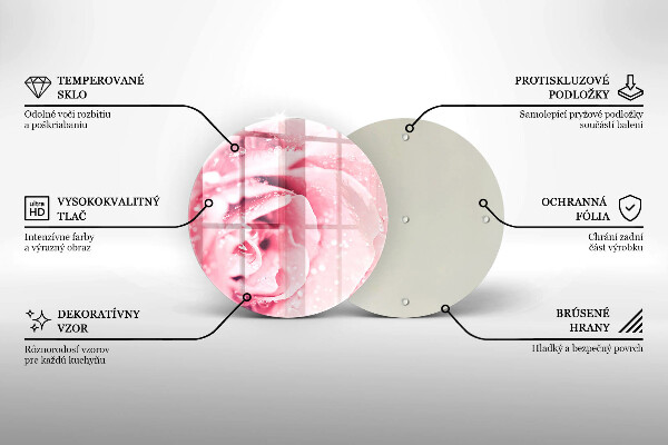 Tagliere in vetro Gocce di rugiada e fiore di rosa