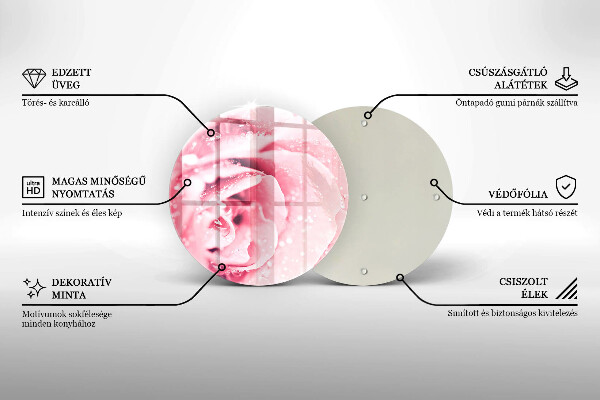 Tagliere in vetro Gocce di rugiada e fiore di rosa