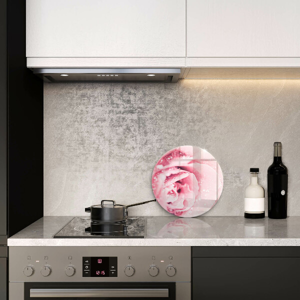 Tagliere in vetro Gocce di rugiada e fiore di rosa