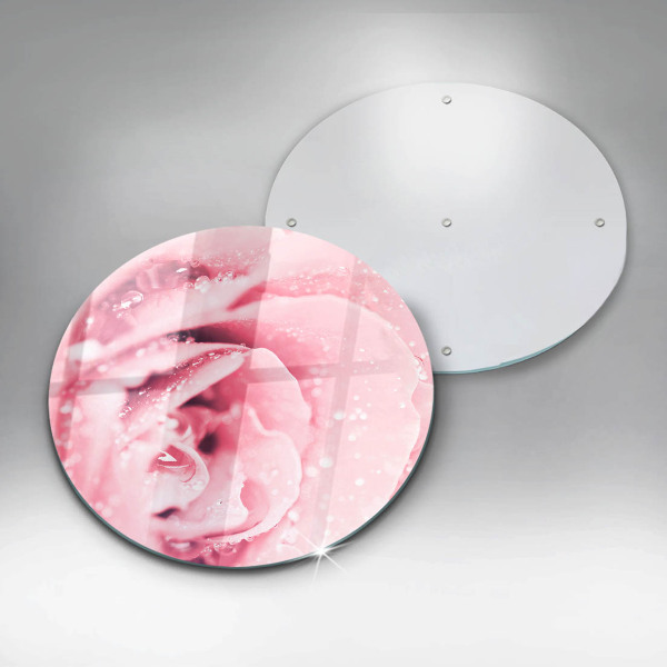 Tagliere in vetro Gocce di rugiada e fiore di rosa