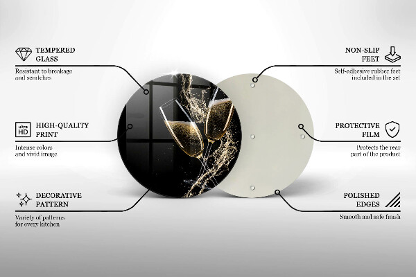 Tagliere in vetro Bicchieri di champagne