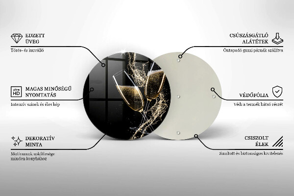 Tagliere in vetro Bicchieri di champagne