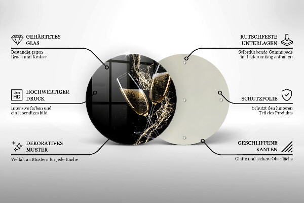 Tagliere in vetro Bicchieri di champagne