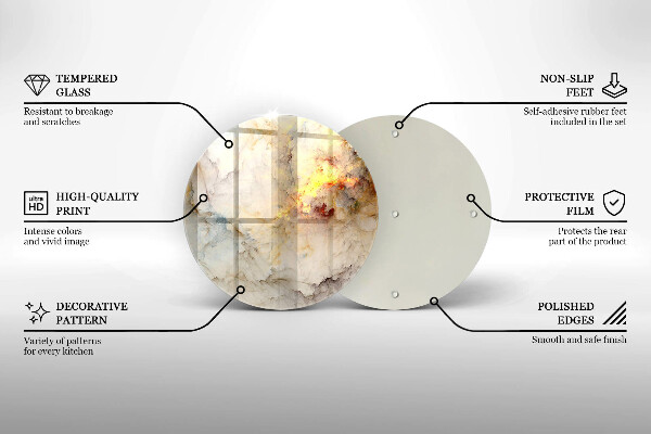 Tagliere in vetro temperato Struttura in marmo con oro