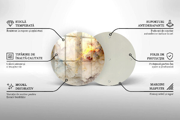 Tagliere in vetro temperato Struttura in marmo con oro