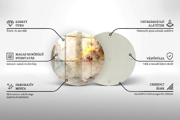 Tagliere in vetro temperato Struttura in marmo con oro