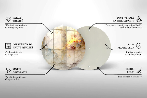 Tagliere in vetro temperato Struttura in marmo con oro