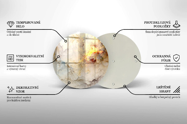 Tagliere in vetro temperato Struttura in marmo con oro