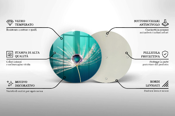 Tagliere in vetro temperato Rugiada su un dente di leone