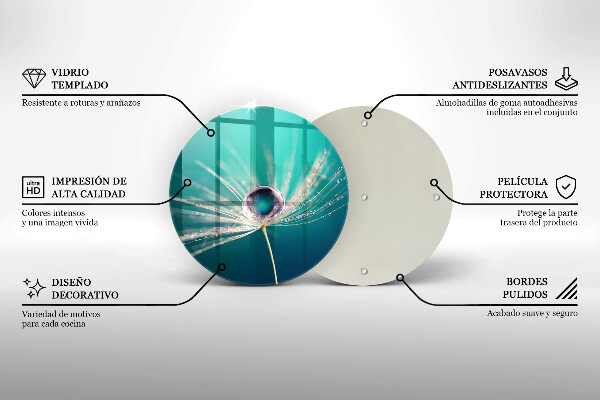 Tagliere in vetro temperato Rugiada su un dente di leone