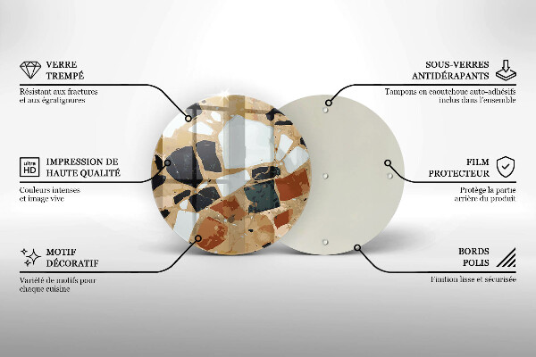 Tagliere in vetro temperato Piatto con pietre decorative