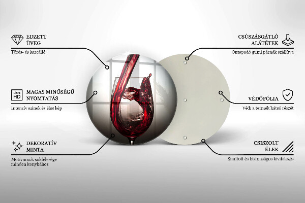 Tagliere in vetro Bicchiere e vino rosso