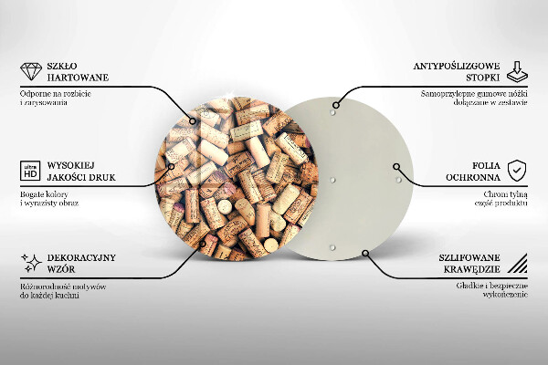 Tagliere in vetro Modello senza cuciture di tappi per vino