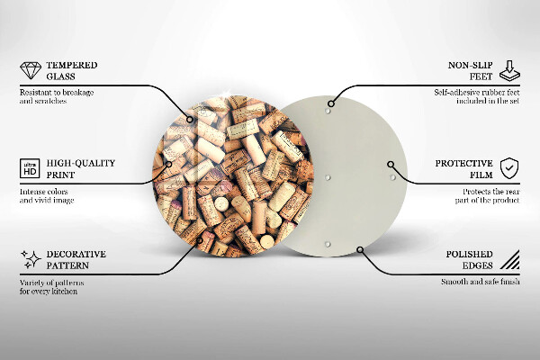 Tagliere in vetro Modello senza cuciture di tappi per vino