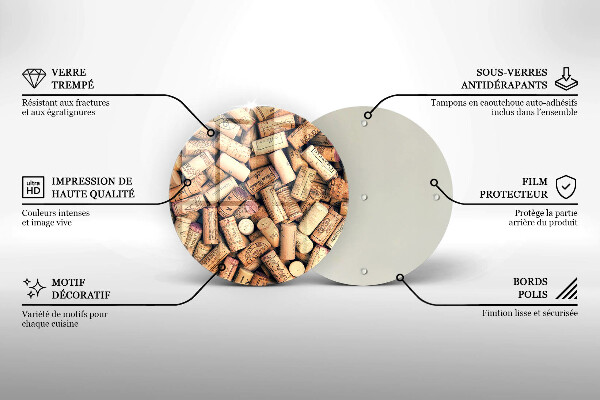 Tagliere in vetro Modello senza cuciture di tappi per vino