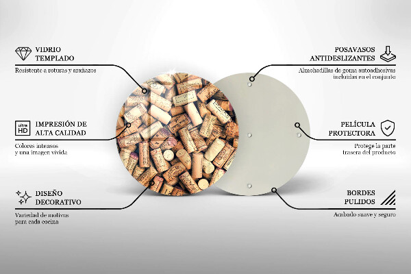 Tagliere in vetro Modello senza cuciture di tappi per vino