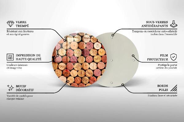 Tagliere in vetro Modello di tappi per vino