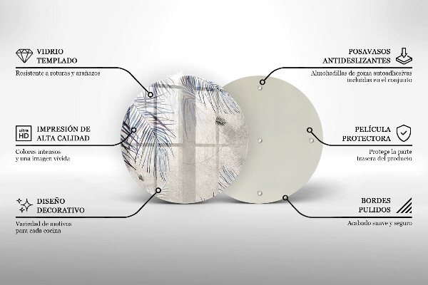 Tagliere in vetro temperato Foglie sottili