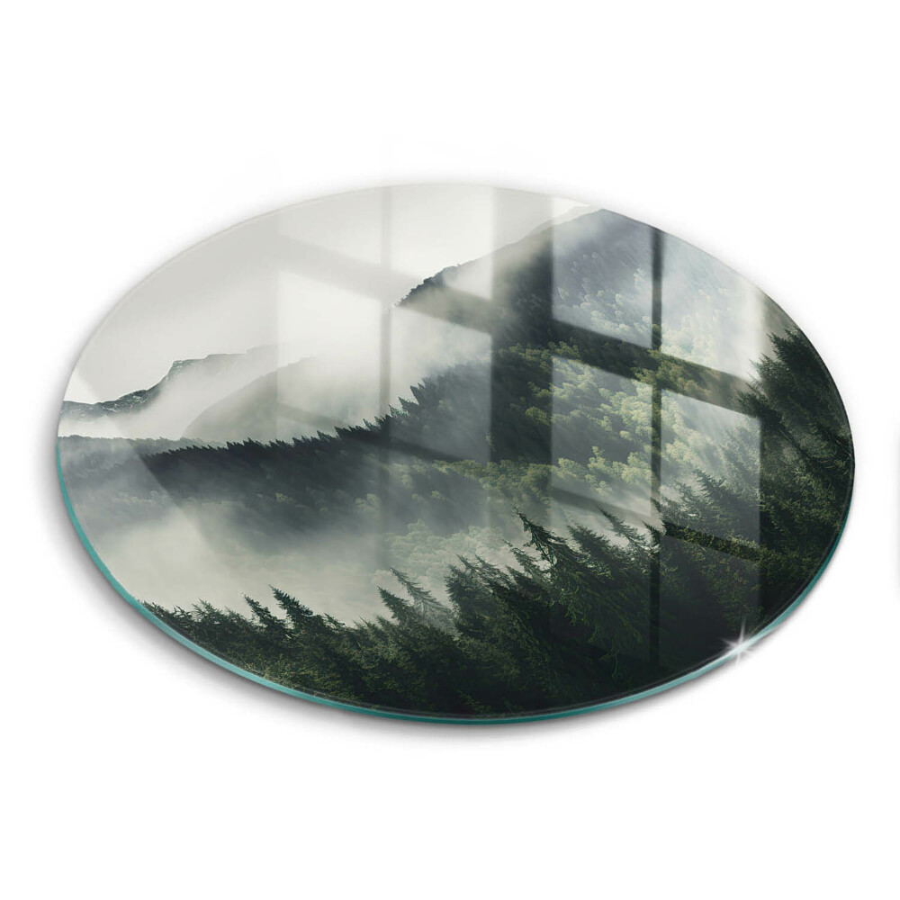 Tagliere in vetro temperato Paesaggio di foresta e nebbia