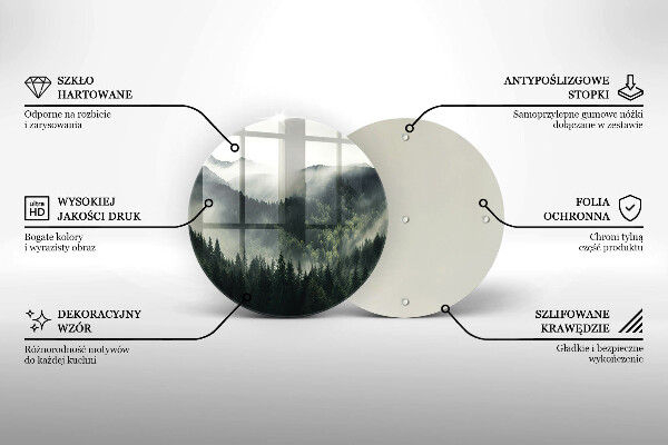 Tagliere in vetro temperato Paesaggio di foresta e nebbia
