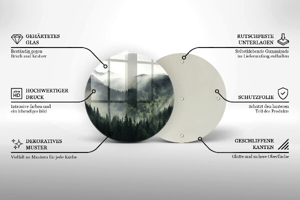 Tagliere in vetro temperato Paesaggio di foresta e nebbia