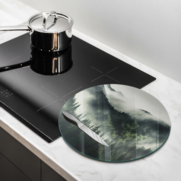 Tagliere in vetro temperato Paesaggio di foresta e nebbia