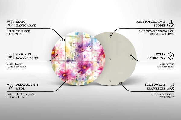 Tagliere in vetro temperato Fiori dipinti