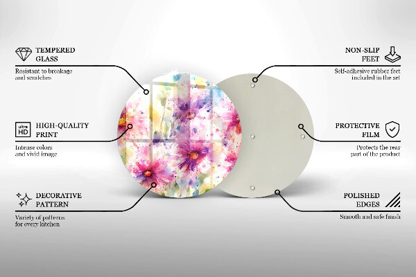 Tagliere in vetro temperato Fiori dipinti
