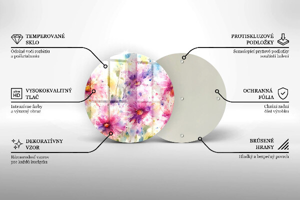 Tagliere in vetro temperato Fiori dipinti