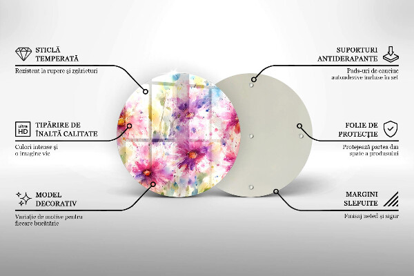 Tagliere in vetro temperato Fiori dipinti