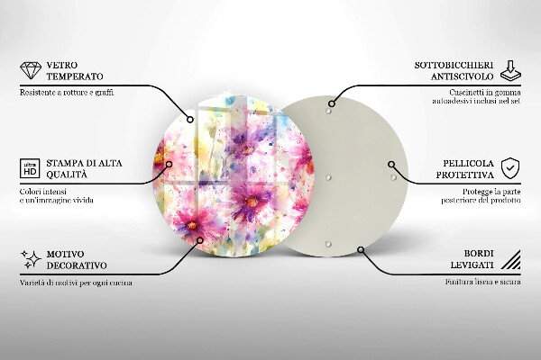 Tagliere in vetro temperato Fiori dipinti