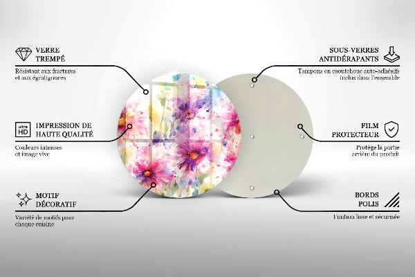 Tagliere in vetro temperato Fiori dipinti