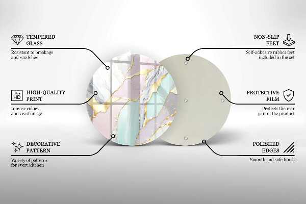 Tagliere in vetro temperato Marmo pastello