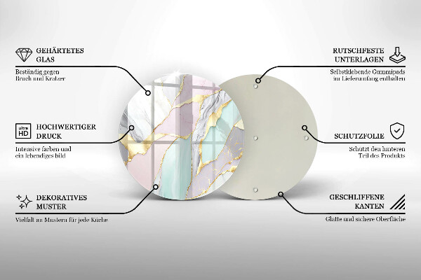Tagliere in vetro temperato Marmo pastello
