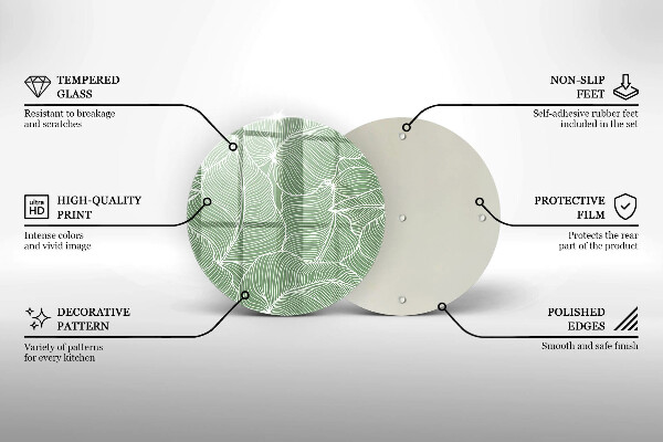 Tagliere in vetro temperato Foglie lineari
