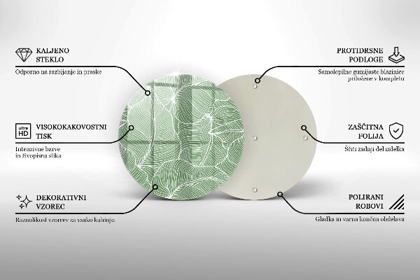Tagliere in vetro temperato Foglie lineari