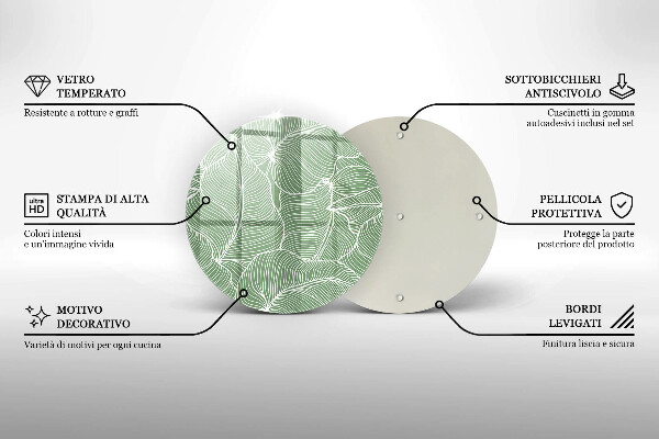 Tagliere in vetro temperato Foglie lineari