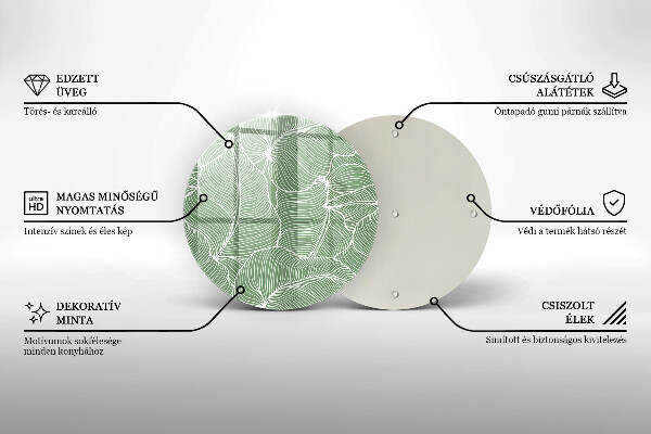 Tagliere in vetro temperato Foglie lineari