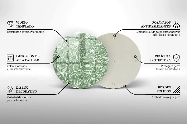 Tagliere in vetro temperato Foglie lineari