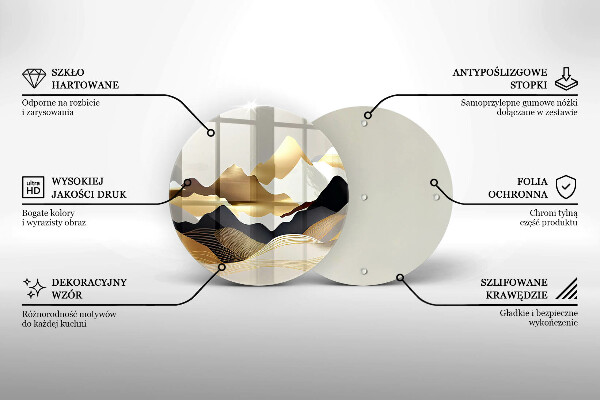 Tagliere in vetro temperato Montagne dorate astratte