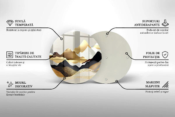 Tagliere in vetro temperato Montagne dorate astratte